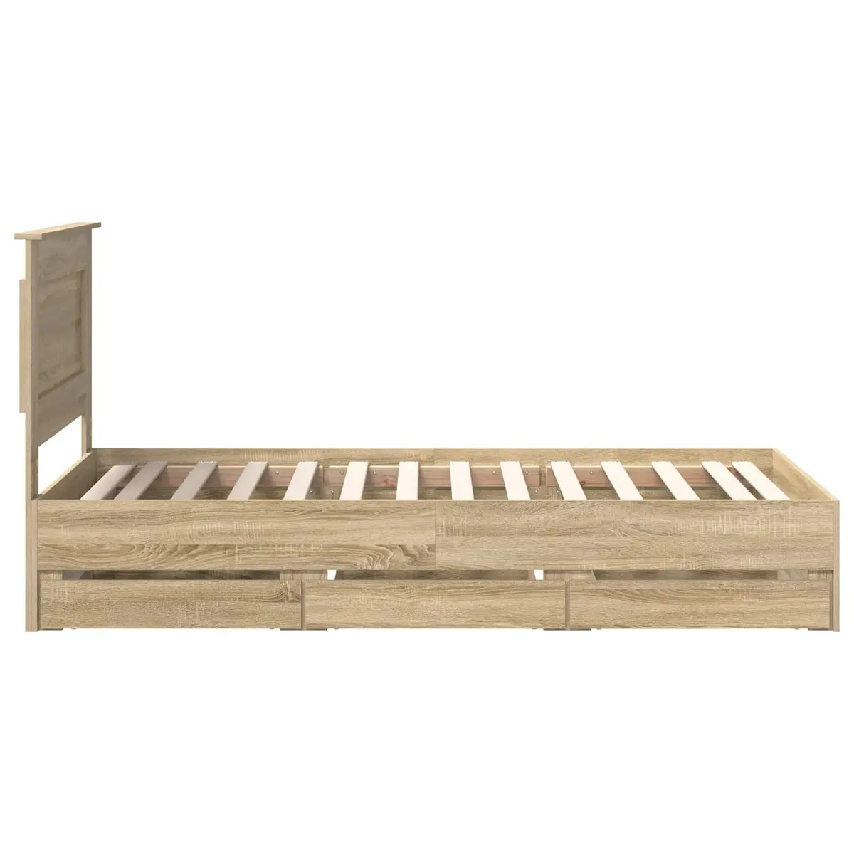 Bed Frame with Storage Drawer in Brown 90 x 190 cm