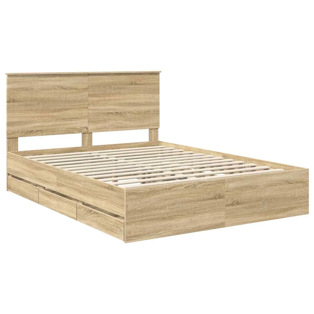 Bed Frame with Drawer Storage Sonoma Oak 150 x 200 cm Engineered Wood