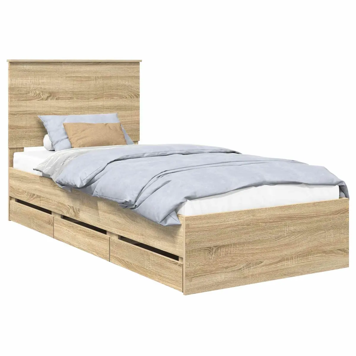Bed Frame with Drawer Storage Sonoma Oak 90 x 190 cm Engineered Wood Modern