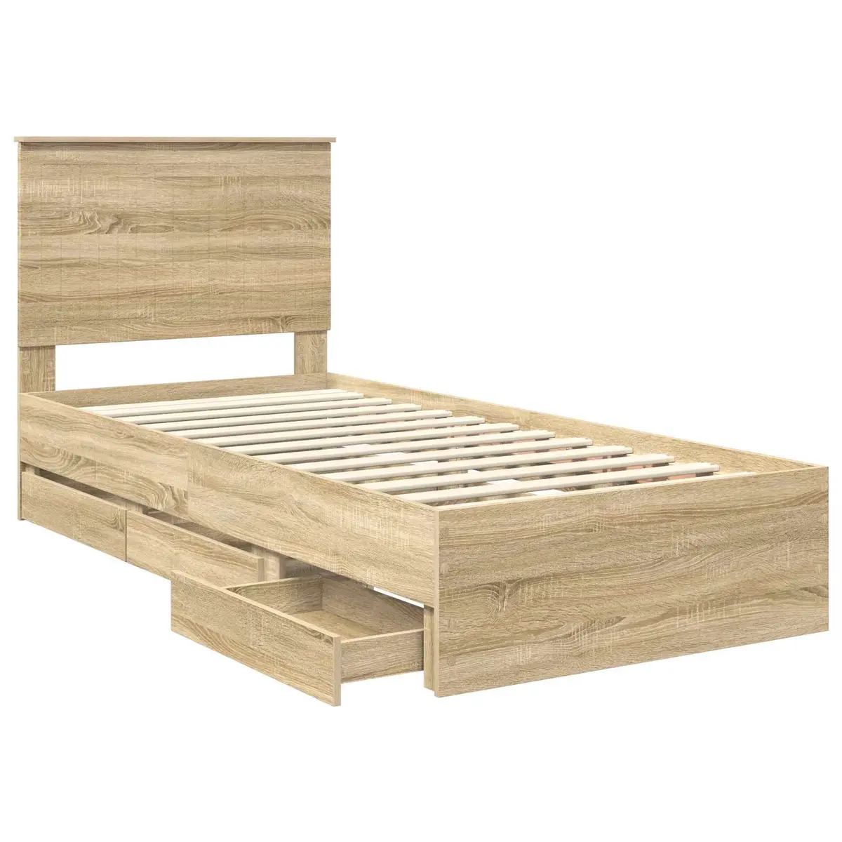 Bed Frame with Drawer Storage Sonoma Oak 90 x 190 cm Engineered Wood Modern