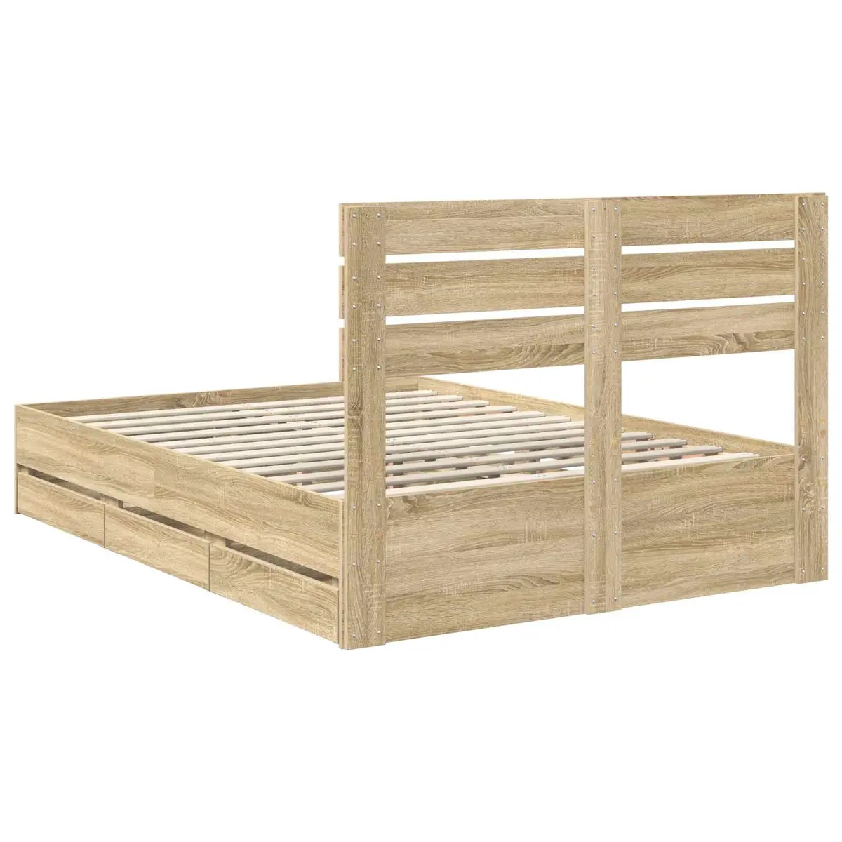 Bed Frame with Storage Drawer Modern 150 x 200 cm Brown Sonoma Oak