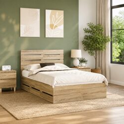 Sonoma Oak Bed Frame with Drawer: Practical & Stylish 135 x 190 cm