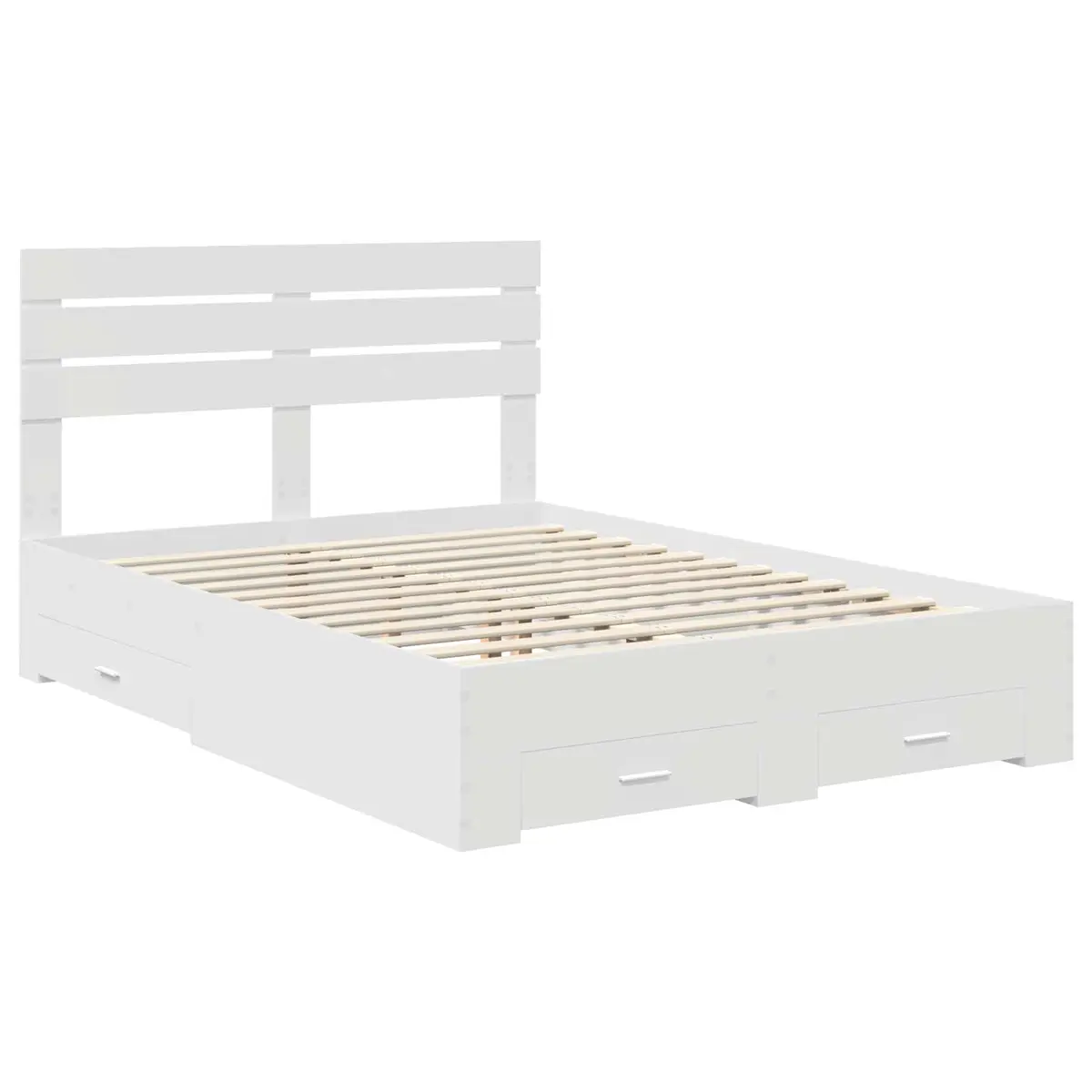 White Bed Frame with Storage Headboard