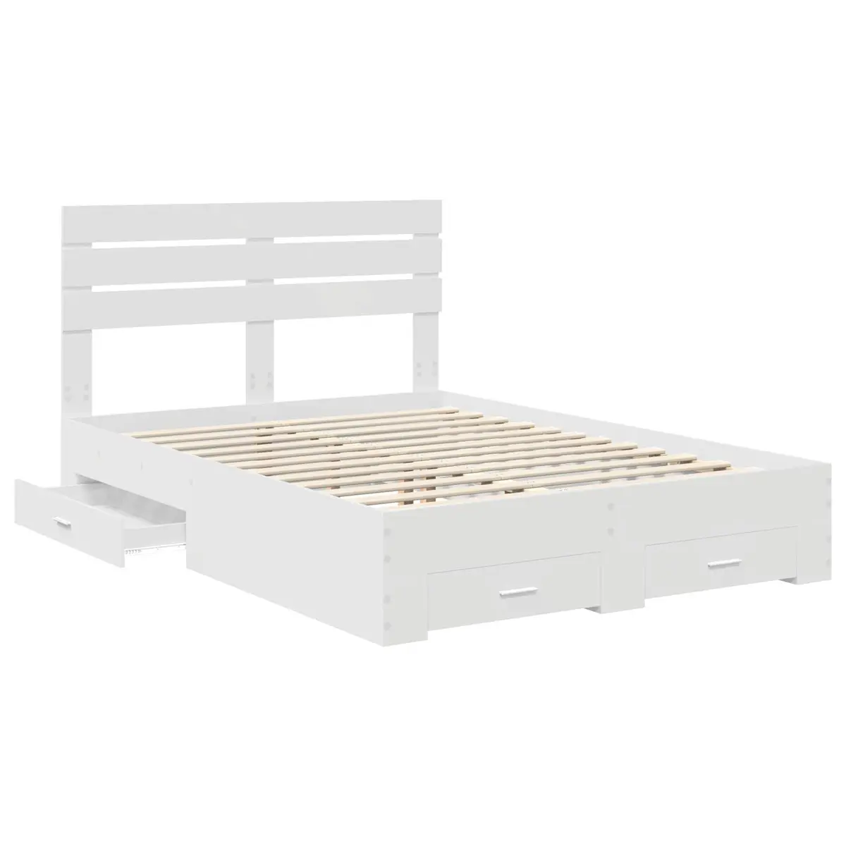 White Bed Frame with Storage Headboard