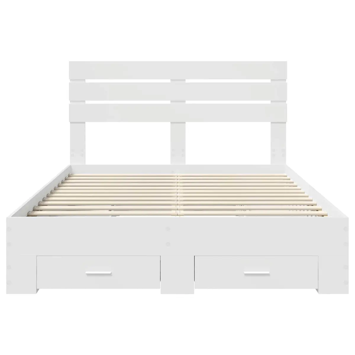 White Bed Frame with Storage Headboard