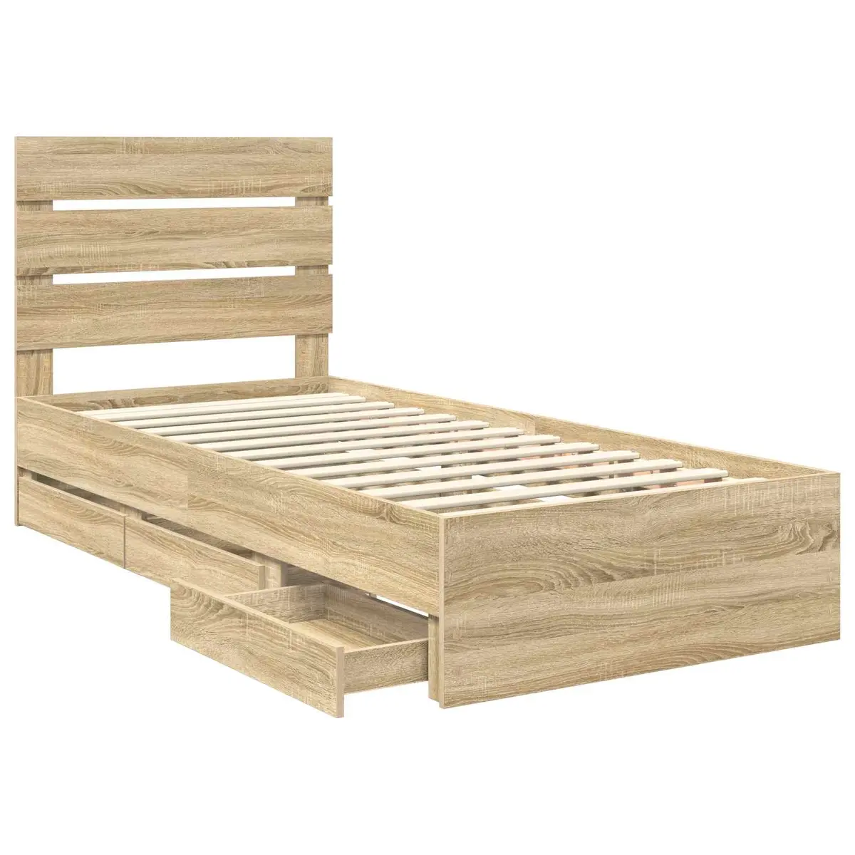 Bed Frame with Drawer Storage Modern 90 x 190 cm Sonoma Oak