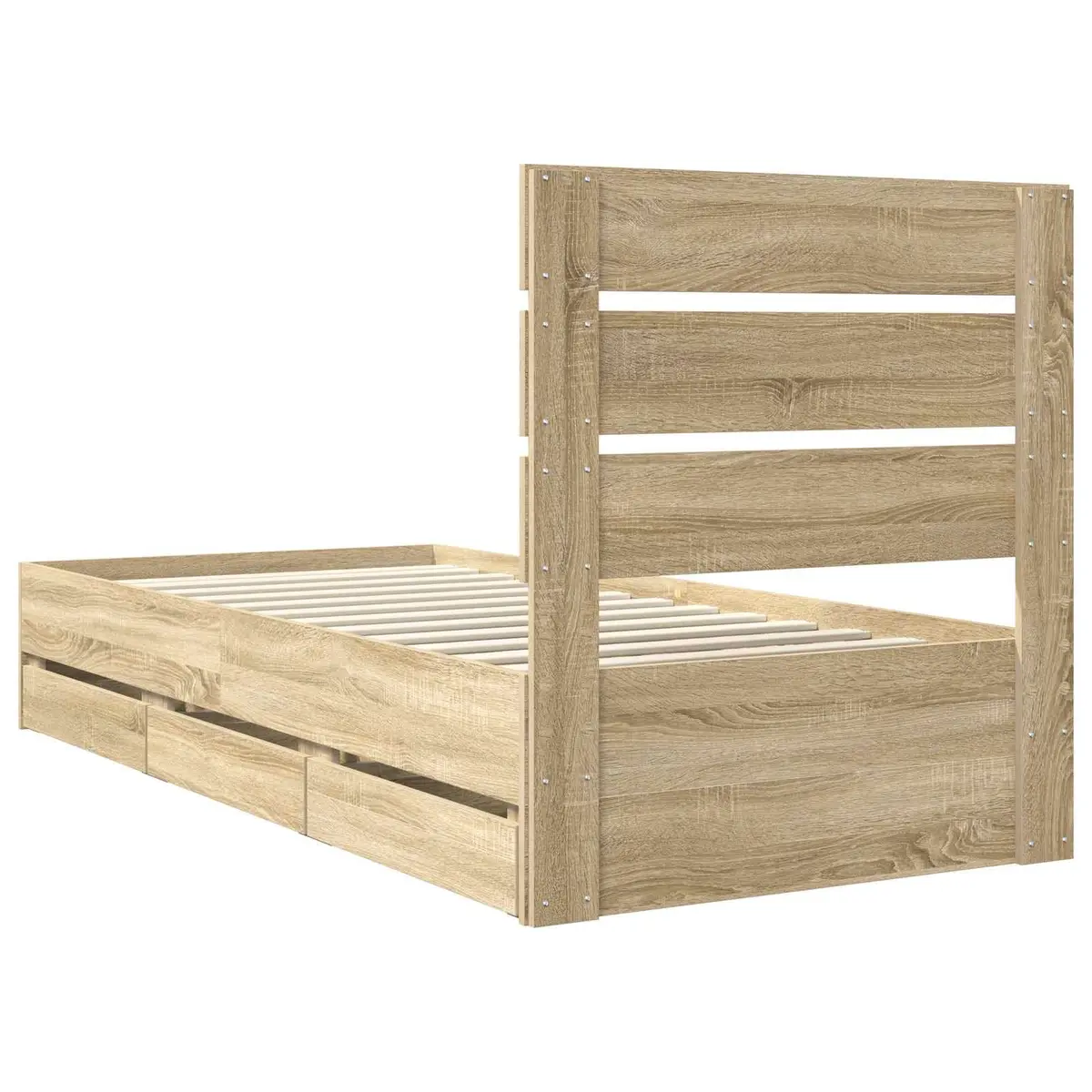 Bed Frame with Drawer Storage Modern 90 x 190 cm Sonoma Oak