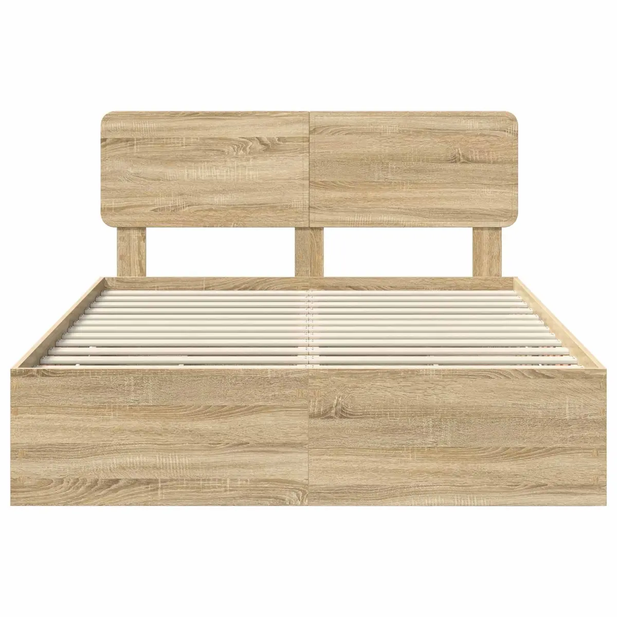 Bed Frame with Storage Drawers Modern Engineered Wood 150 x 200 cm Brown