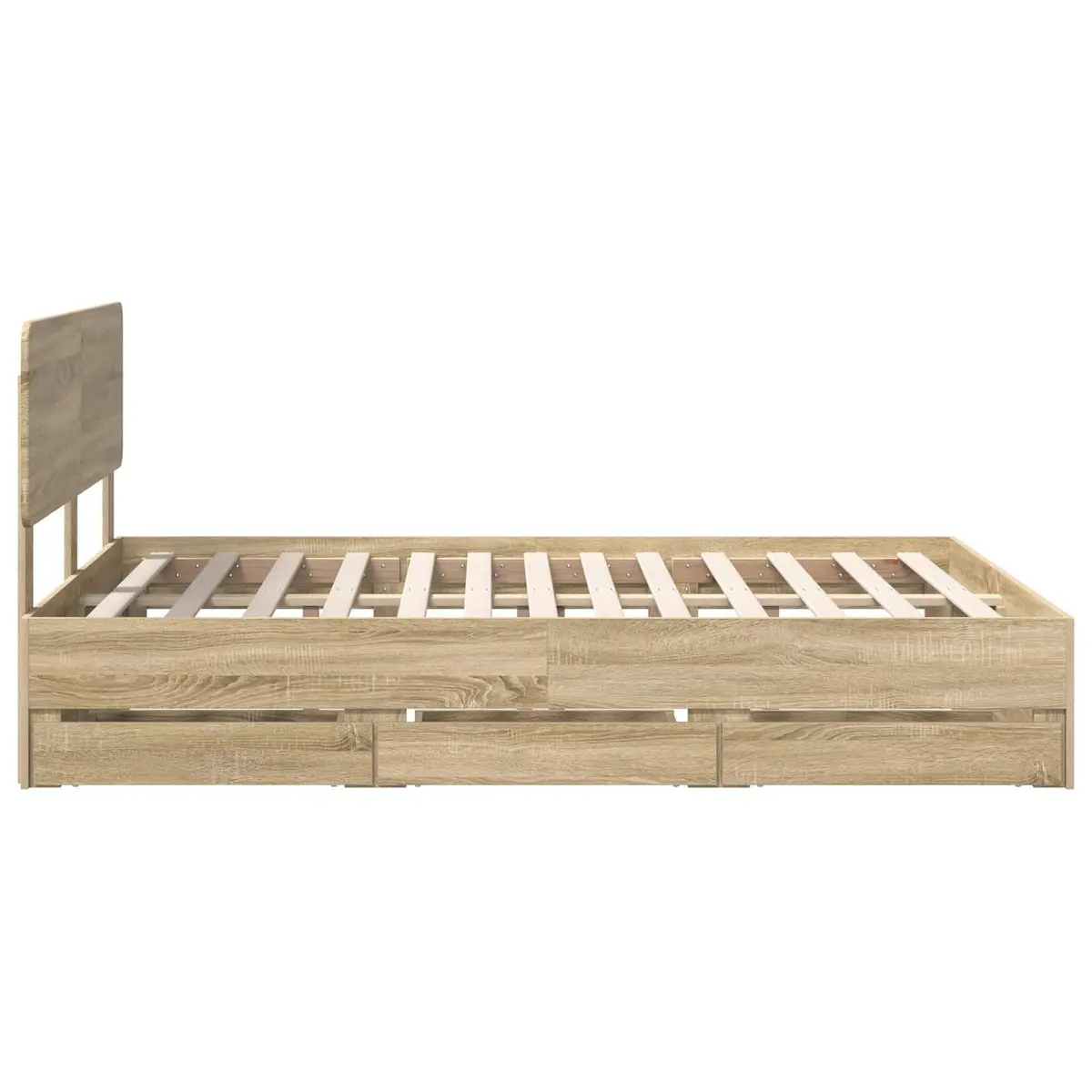 Bed Frame with Storage Drawers Modern Engineered Wood 150 x 200 cm Brown