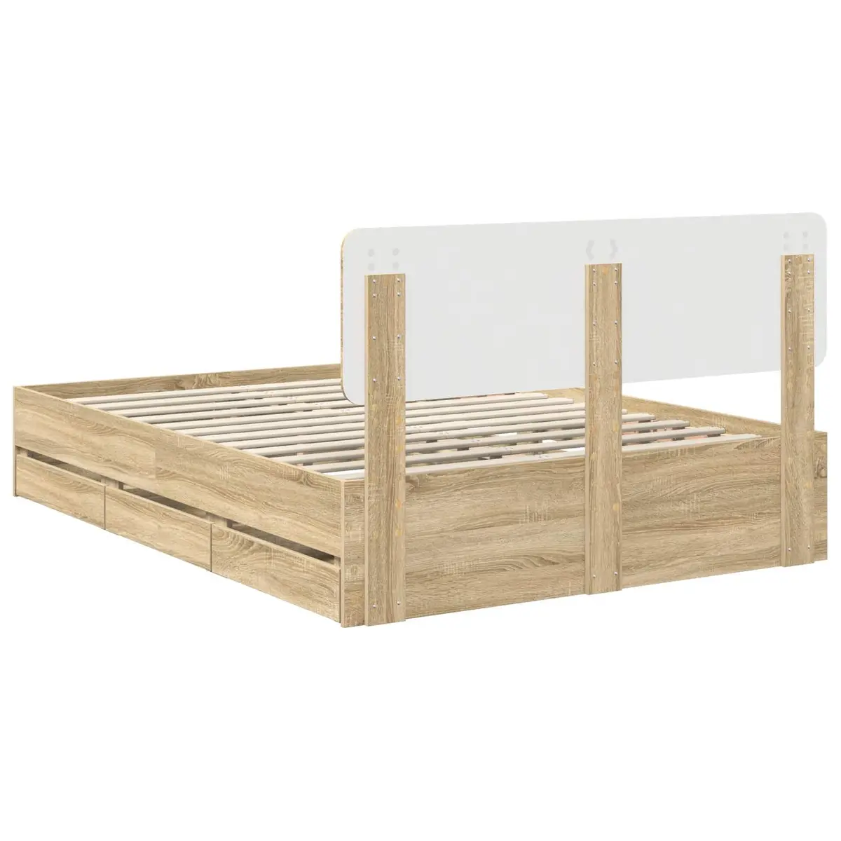 Bed Frame with Storage Drawers Modern Engineered Wood 150 x 200 cm Brown
