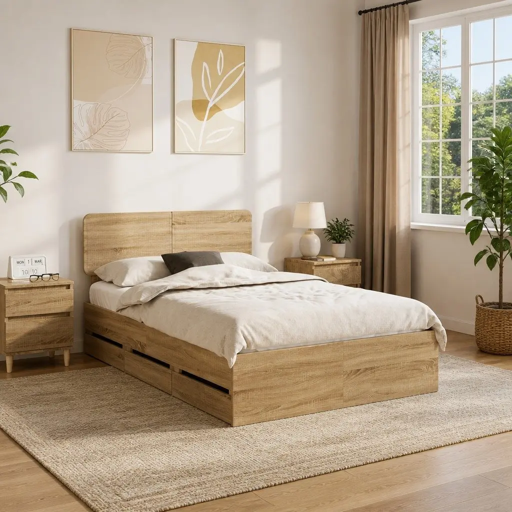 Bed Frame with Adjustable Headboard 135 x 190 cm