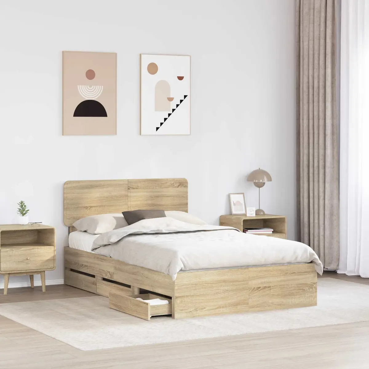 Bed Frame with Adjustable Headboard 135 x 190 cm