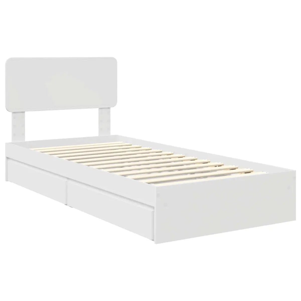 Storage Bed Frame with Drawer White 90 x 190 cm Engineered Wood Platform Bed