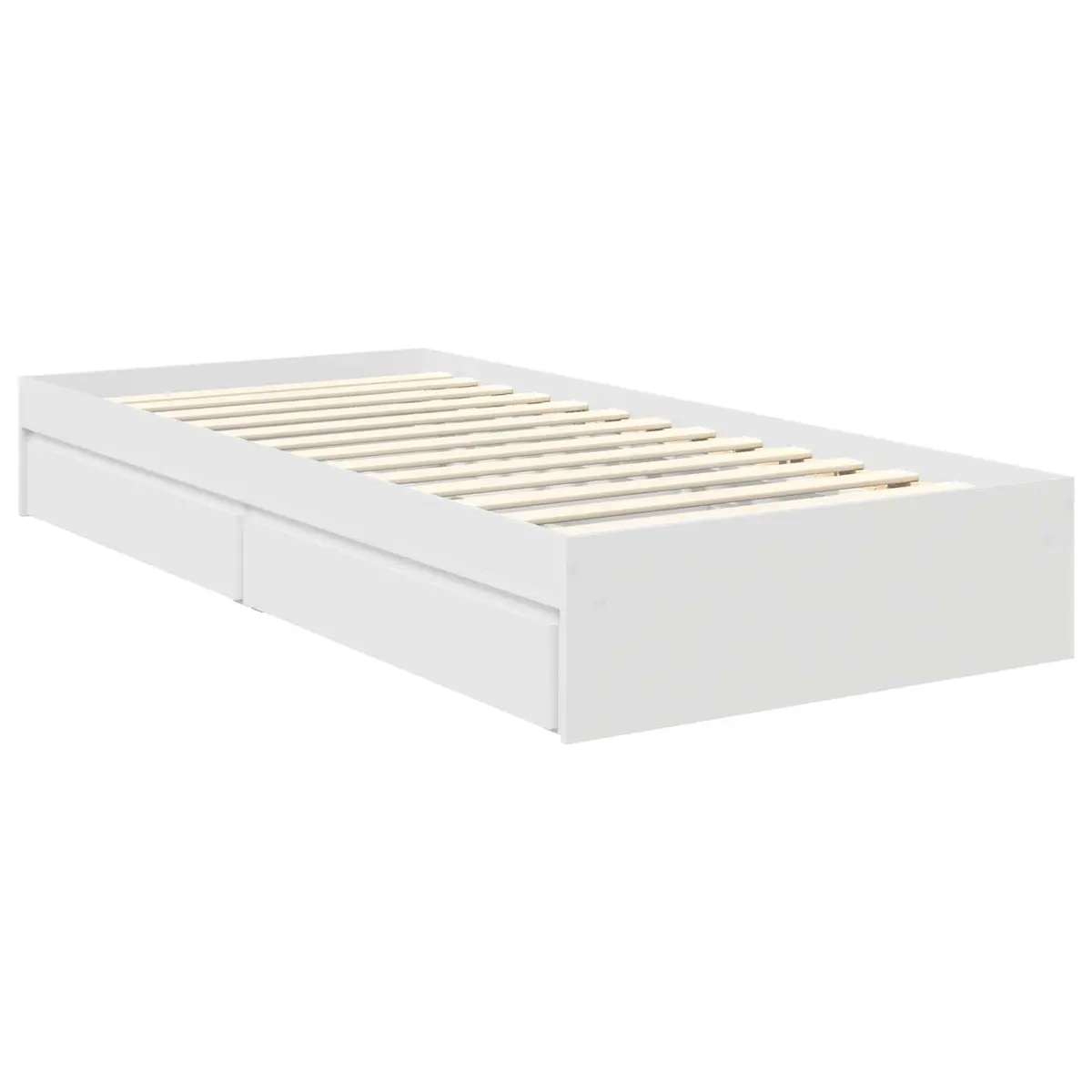 Storage Bed Frame with Drawer White 90 x 190 cm Engineered Wood Platform Bed