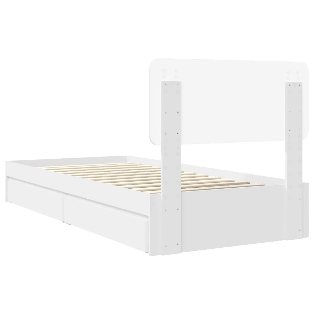Storage Bed Frame with Drawer White 90 x 190 cm Engineered Wood Platform Bed