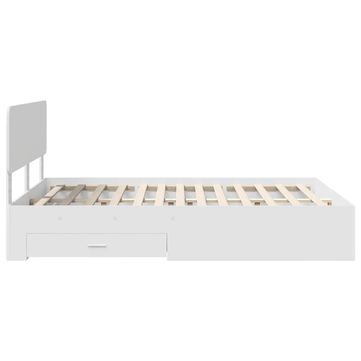 White Bed Frame with Headboard Storage Drawers 150 x 200 cm Engineered Wood