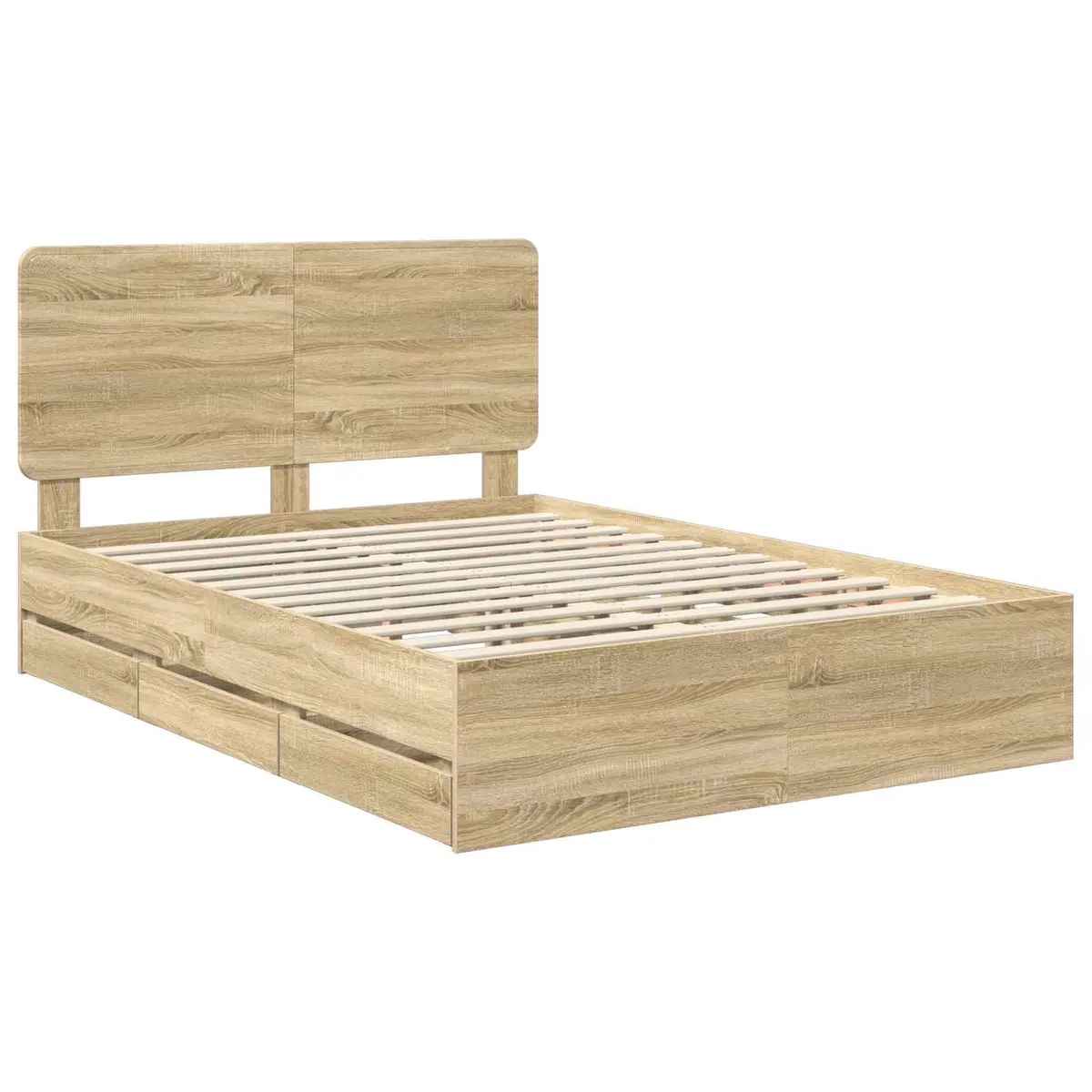 Sonoma Oak Bed Frame with Integrated Storage 150 x 200 cm