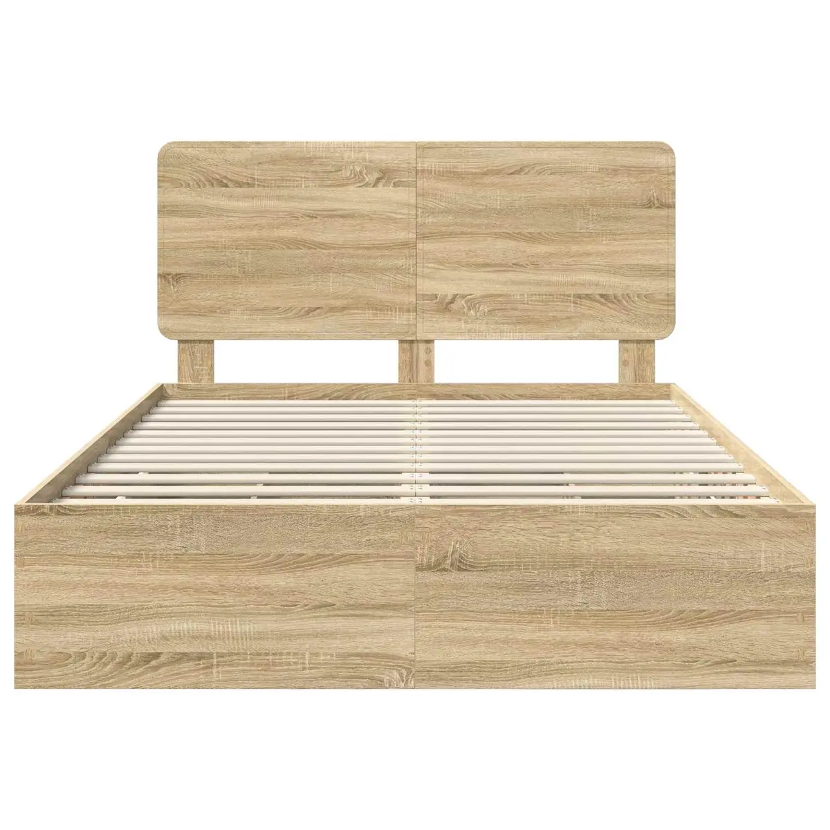 Sonoma Oak Bed Frame with Integrated Storage 150 x 200 cm