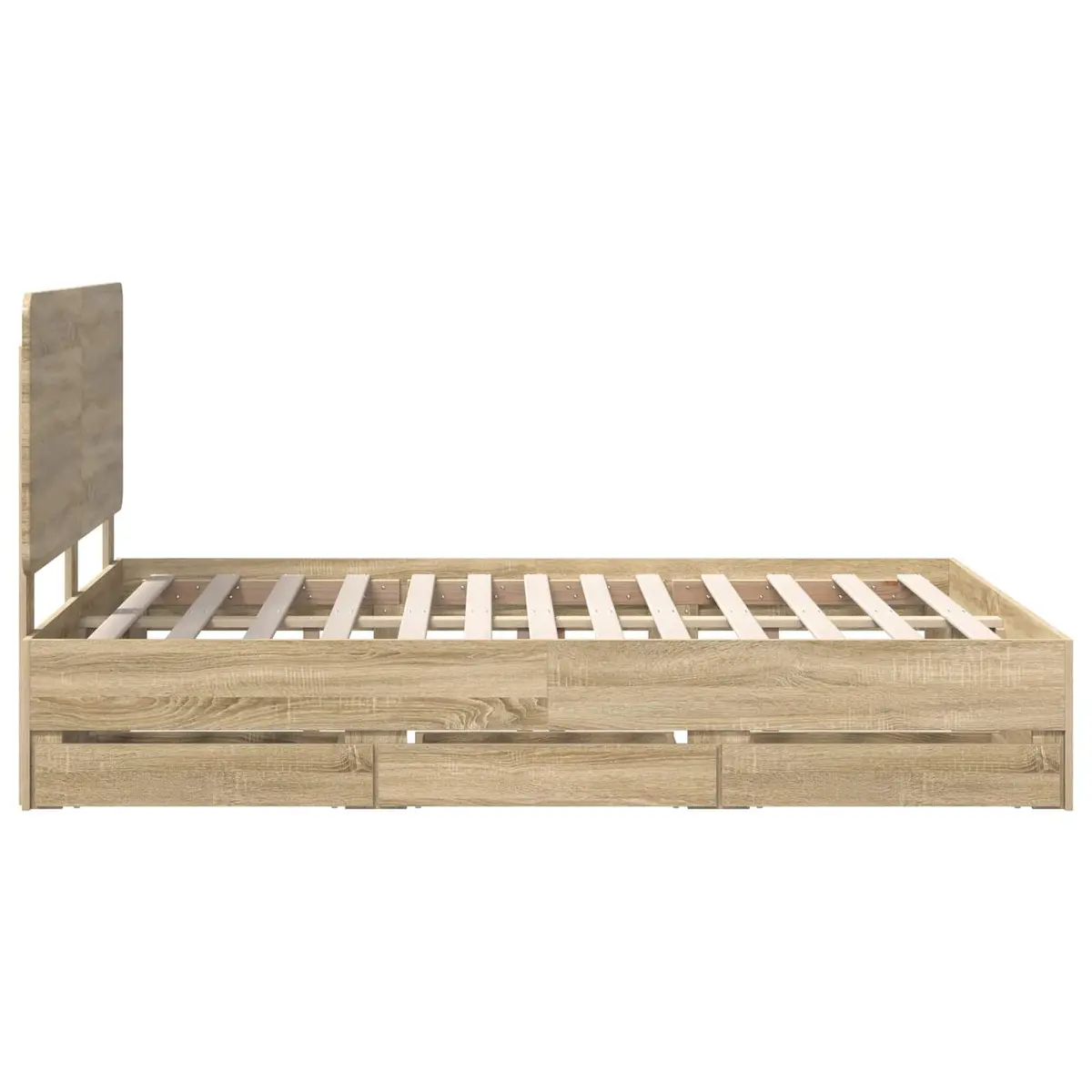 Sonoma Oak Bed Frame with Integrated Storage 150 x 200 cm