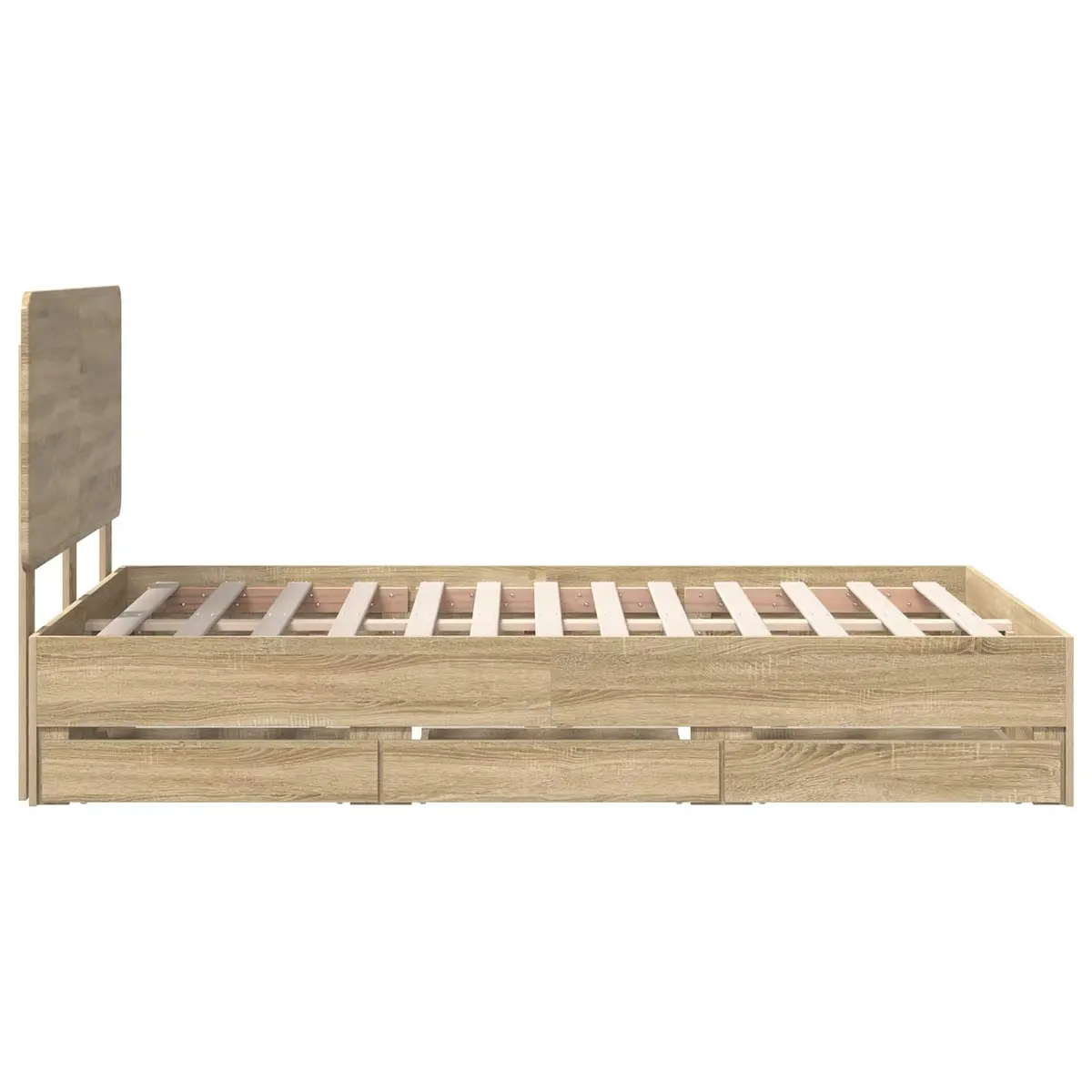 Bed Frame with Drawer Storage Engineered Wood 135 x 190 cm Sonoma Oak Brown