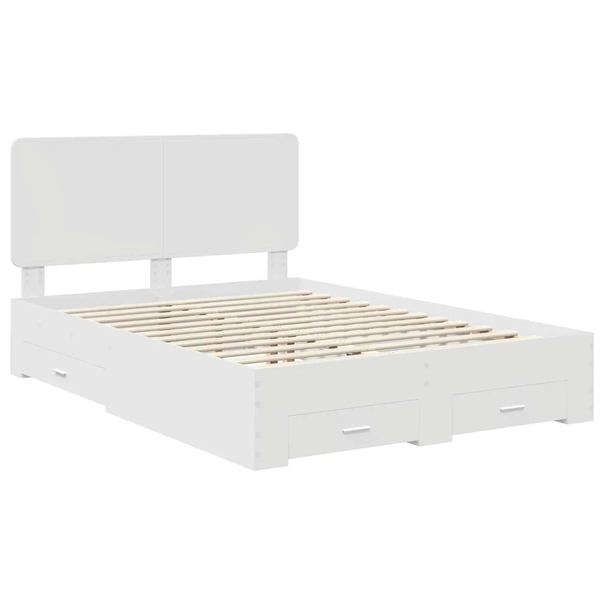 Bed Frame White with Headboard Storage Drawers 150 x 200 cm Engineered Wood