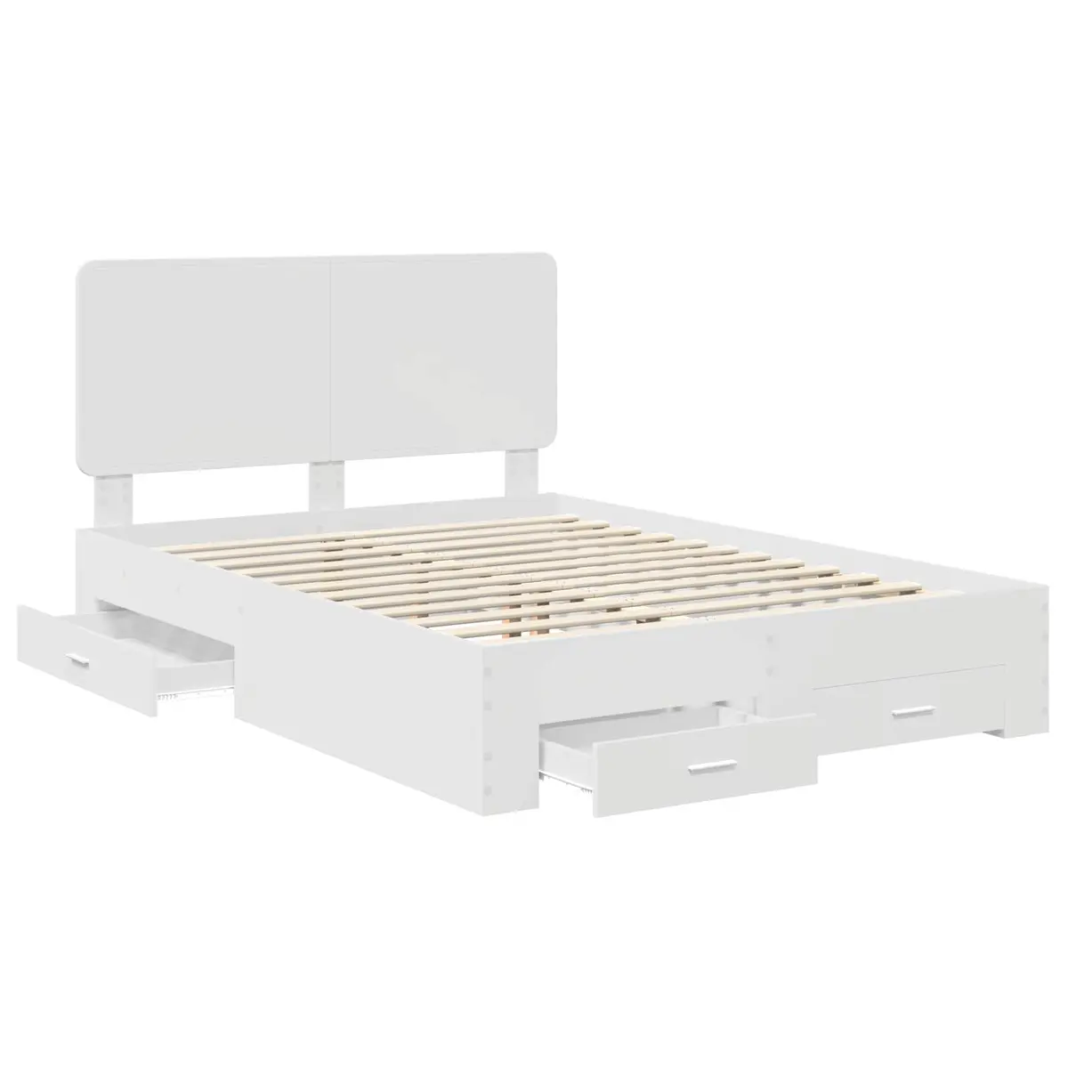 Bed Frame White with Headboard Storage Drawers 150 x 200 cm Engineered Wood