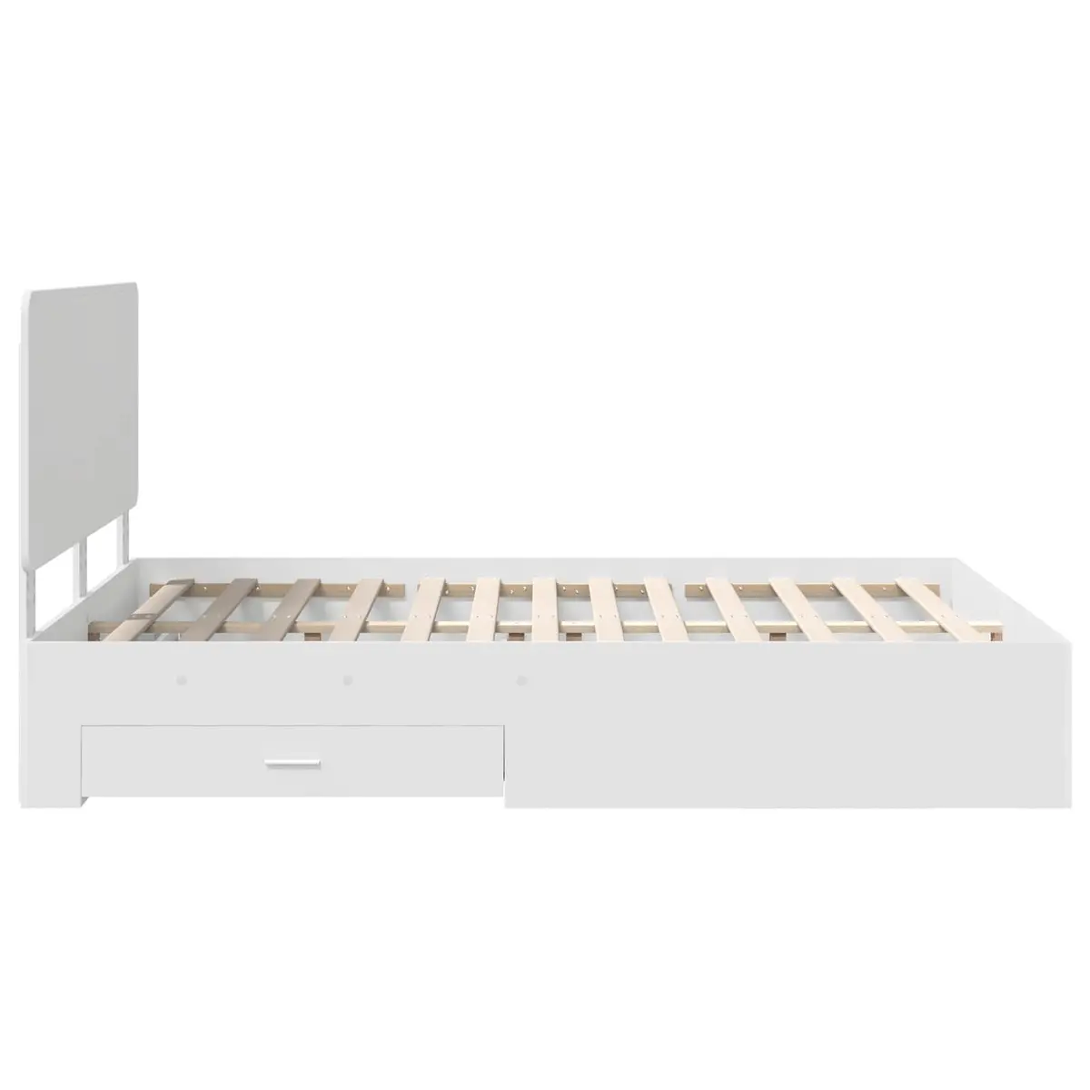 Bed Frame White with Headboard Storage Drawers 150 x 200 cm Engineered Wood
