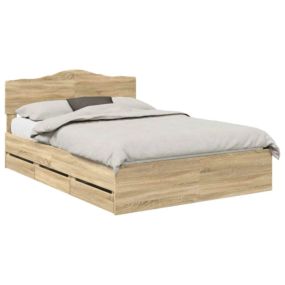 Bed Frame with Storage Drawer 150 x 200 cm Sonoma Oak Engineered Wood