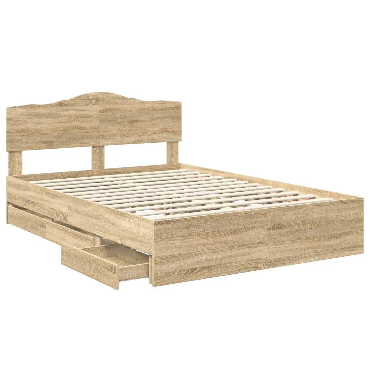 Bed Frame with Storage Drawer 150 x 200 cm Sonoma Oak Engineered Wood