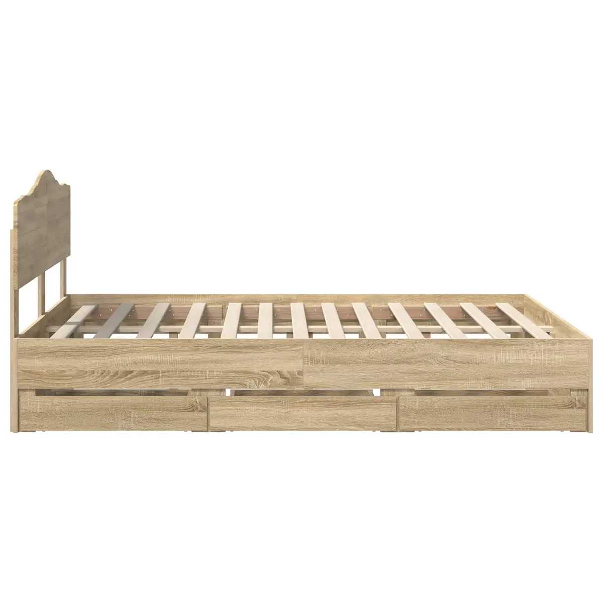 Bed Frame with Storage Drawer 150 x 200 cm Sonoma Oak Engineered Wood