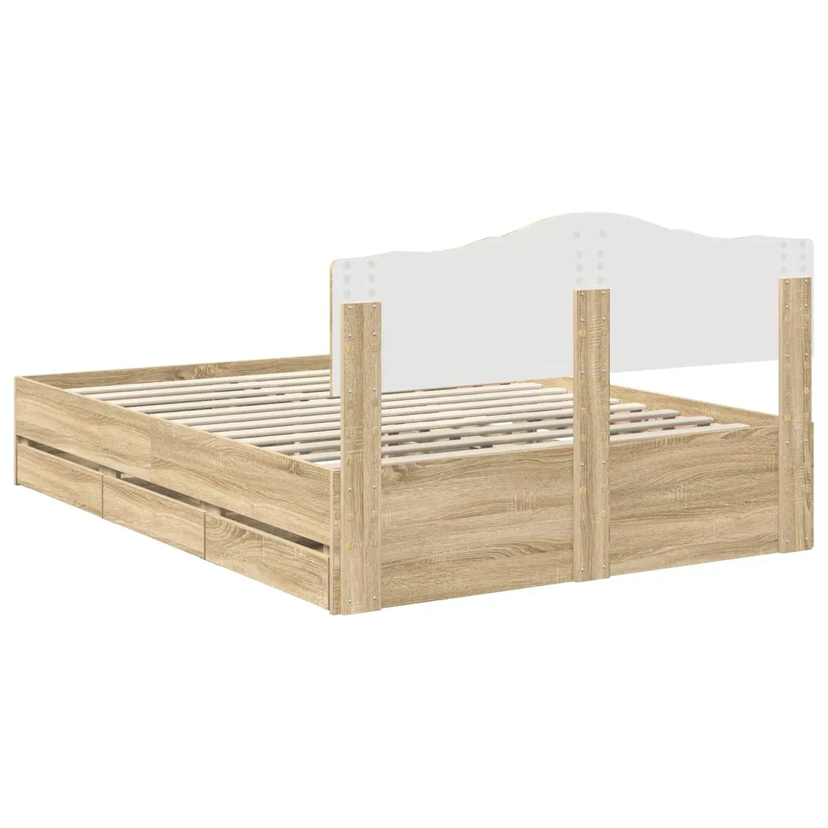 Bed Frame with Storage Drawer 150 x 200 cm Sonoma Oak Engineered Wood