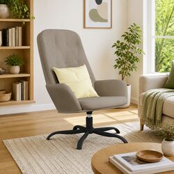 Warm Light Grey Velvet Swivel Lounge Chair