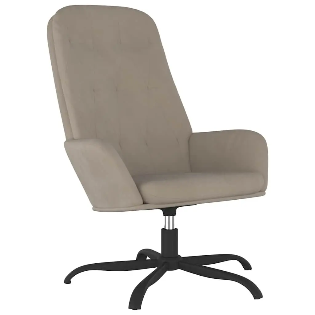 Relaxing Chair Light Grey Velvet 360 Degree Swivel Arm Chair Comfortable Lounge