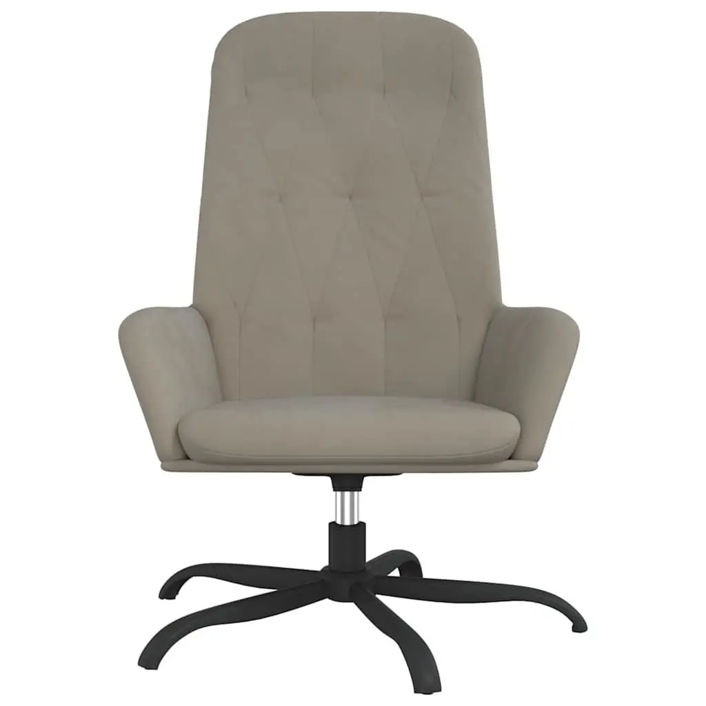 Relaxing Chair Light Grey Velvet 360 Degree Swivel Arm Chair Comfortable Lounge