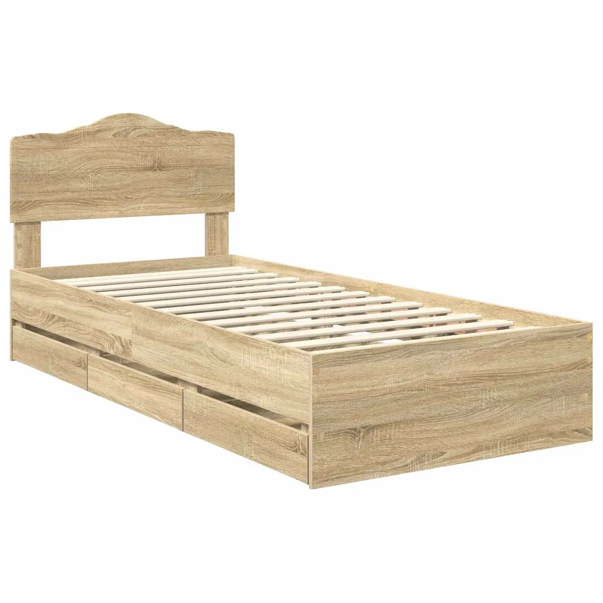 Bed Frame with Storage Drawer Modern 90 x 190 cm Sonoma Oak Engineered Wood