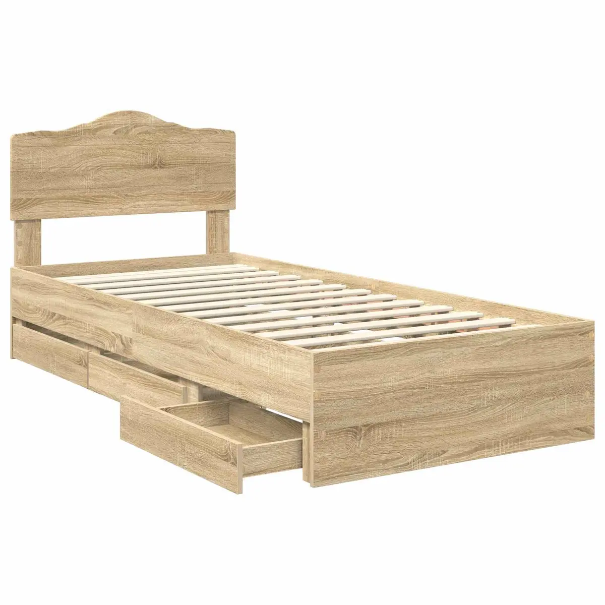 Bed Frame with Storage Drawer Modern 90 x 190 cm Sonoma Oak Engineered Wood