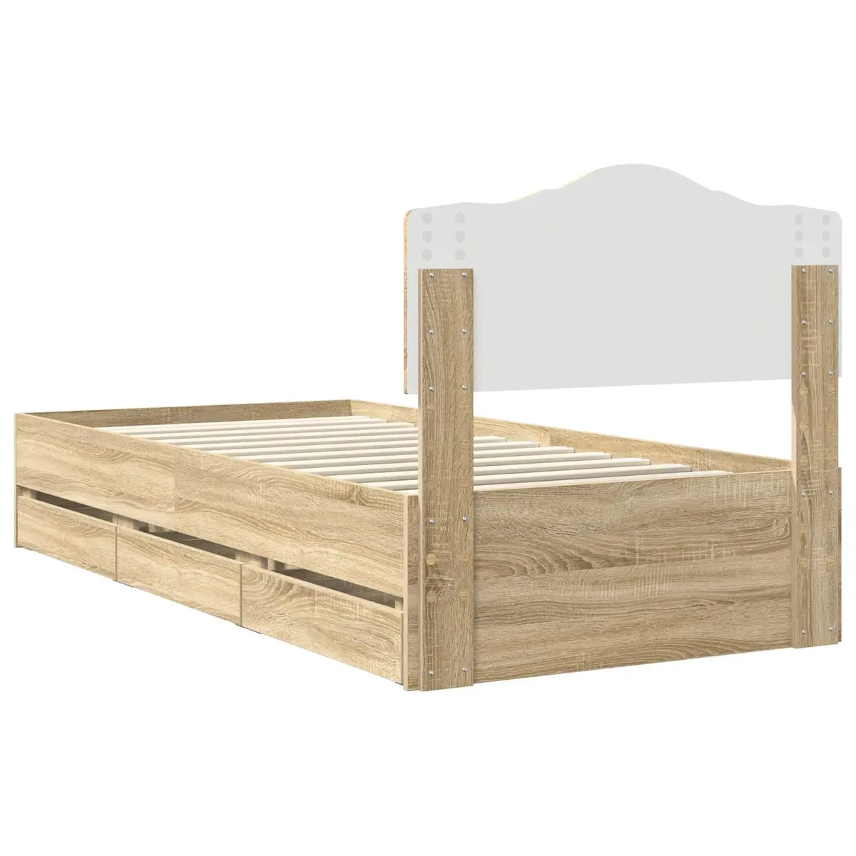 Bed Frame with Storage Drawer Modern 90 x 190 cm Sonoma Oak Engineered Wood
