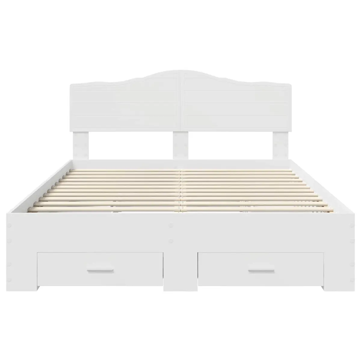 White Bed Frame with Storage Drawers and Headboard