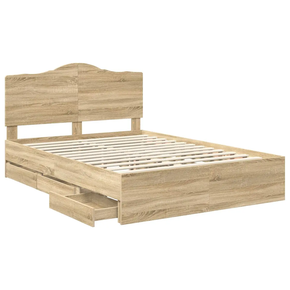Bed Frame with Storage Drawer Modern Design Engineered Wood 150 x 200 cm Brown