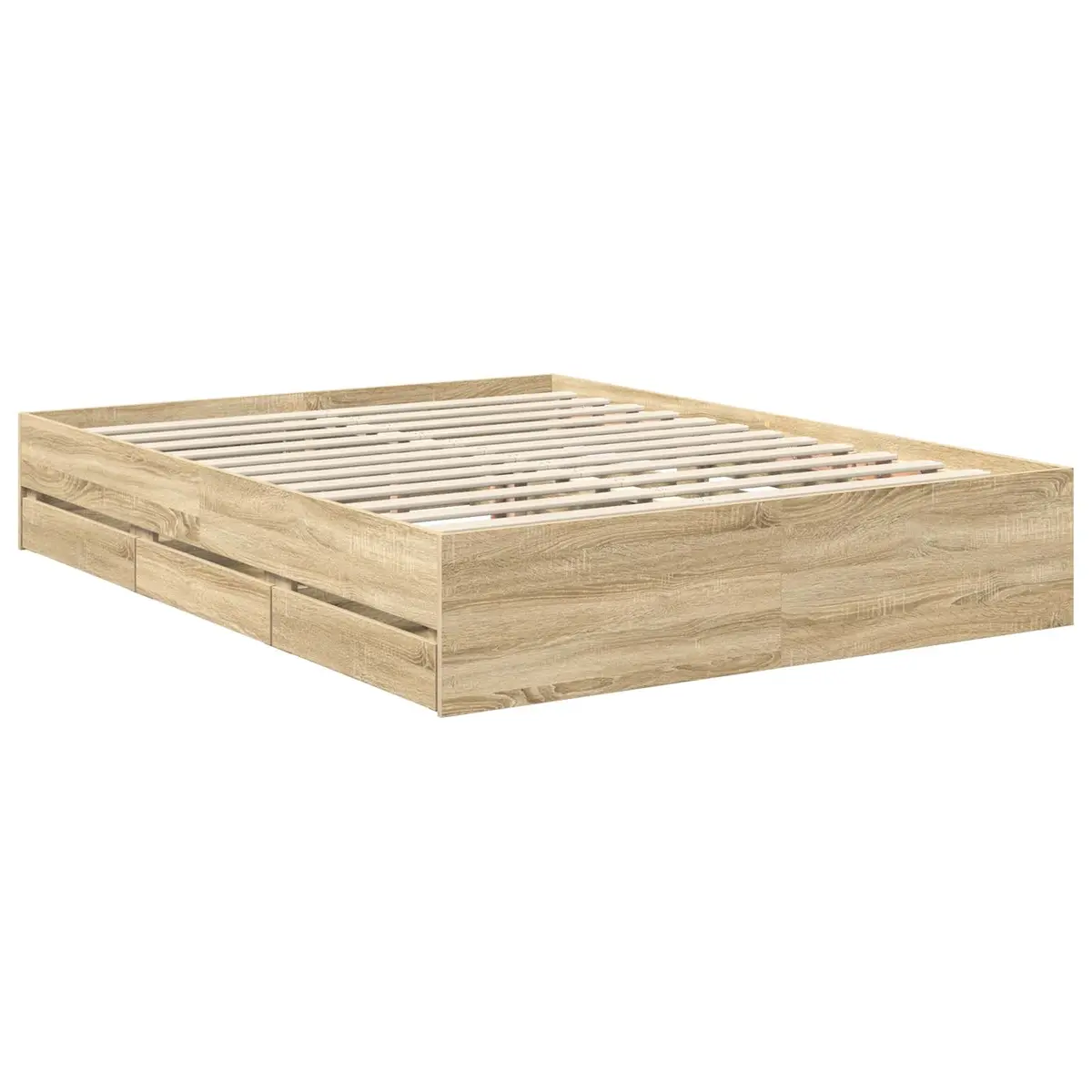 Bed Frame with Storage Drawer Modern Design Engineered Wood 150 x 200 cm Brown