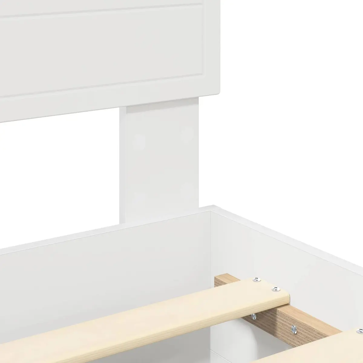 Bed Frame with Headboard White 150 x 200 cm Storage Drawers Modern Design