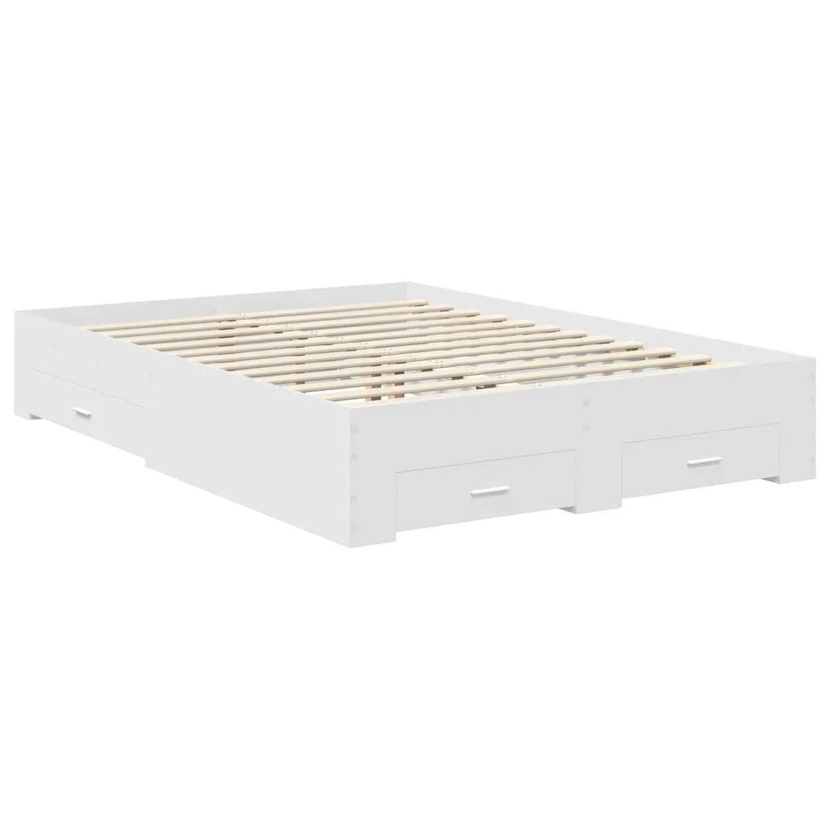 Bed Frame with Headboard White 150 x 200 cm Storage Drawers Modern Design