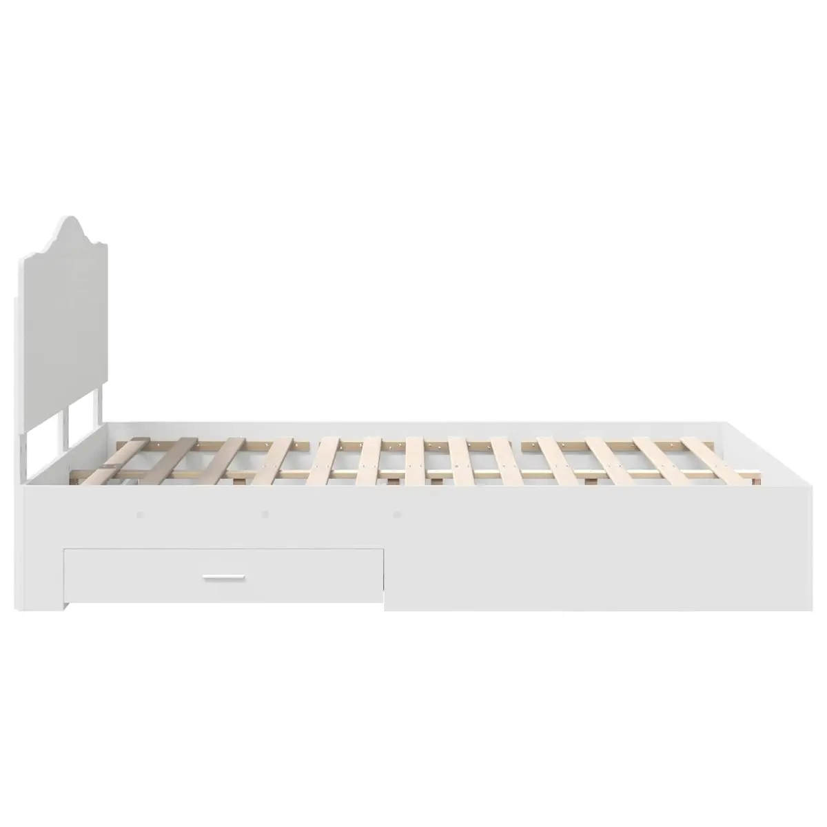 Bed Frame with Headboard White 150 x 200 cm Storage Drawers Modern Design