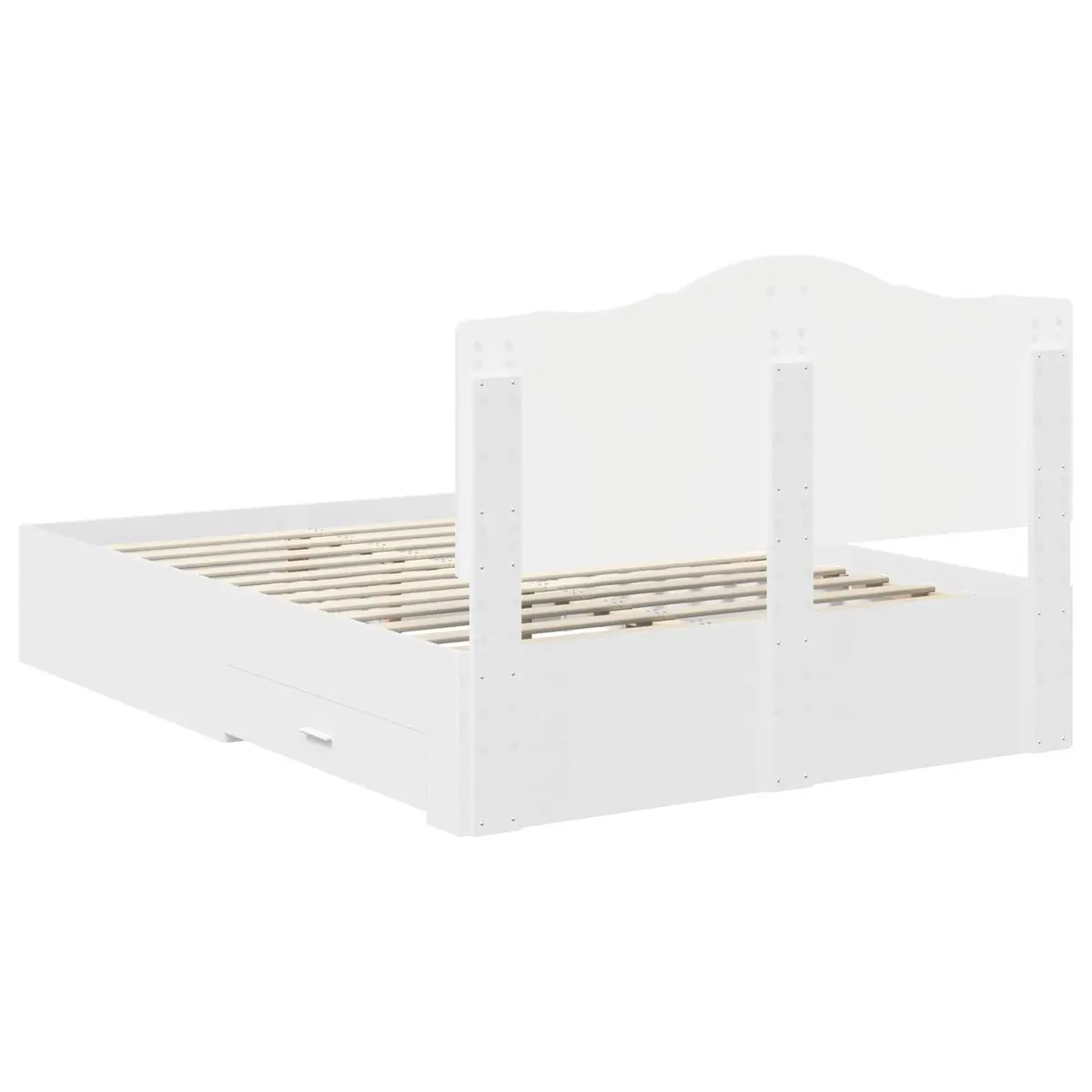 Bed Frame with Headboard White 150 x 200 cm Storage Drawers Modern Design