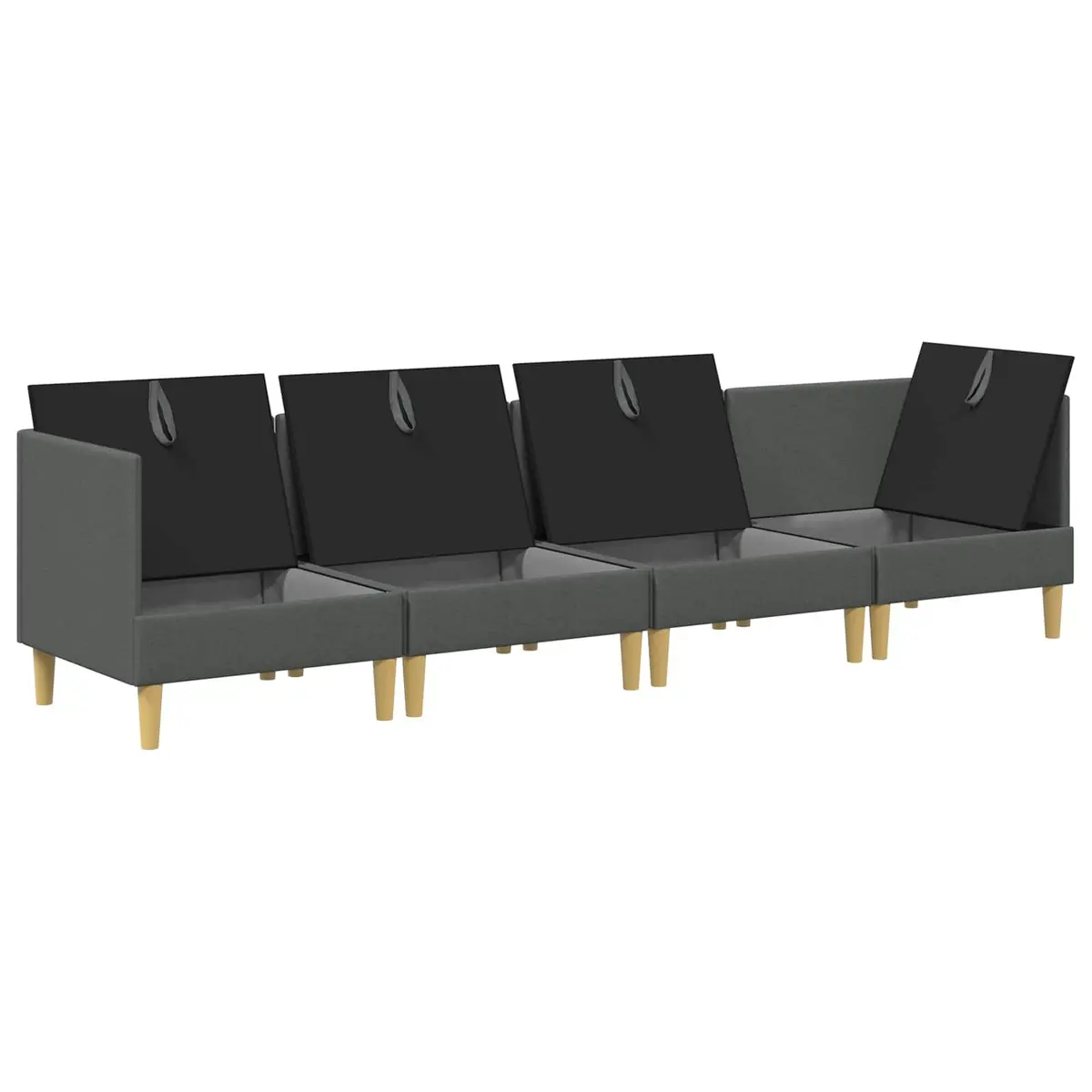 Modular Sofa Set 4 pcs Grey Fabric Storage Living Room Couch Contemporary Design