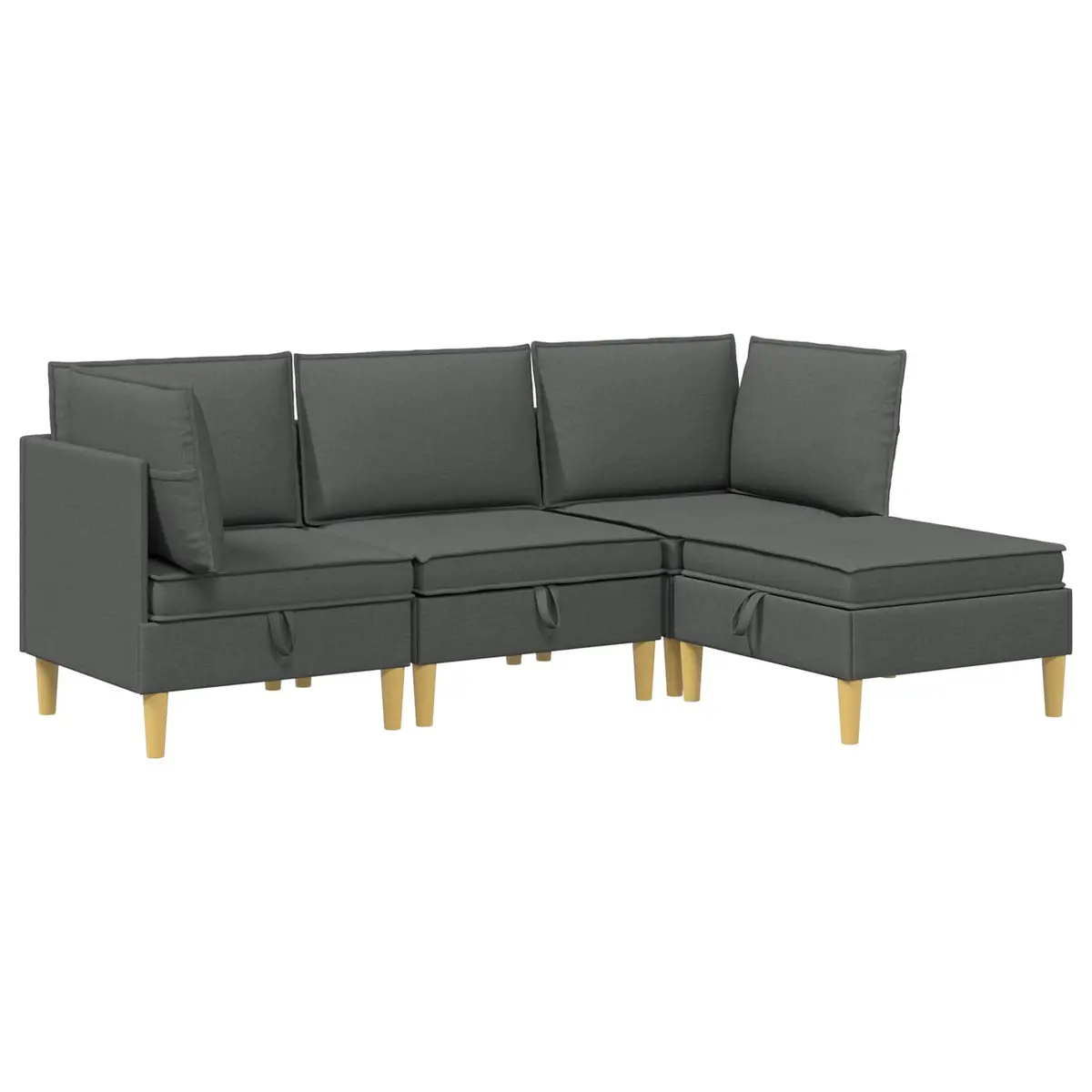 Modular Sofa Set Storage 4 Pieces Grey Fabric Living Room Sectional