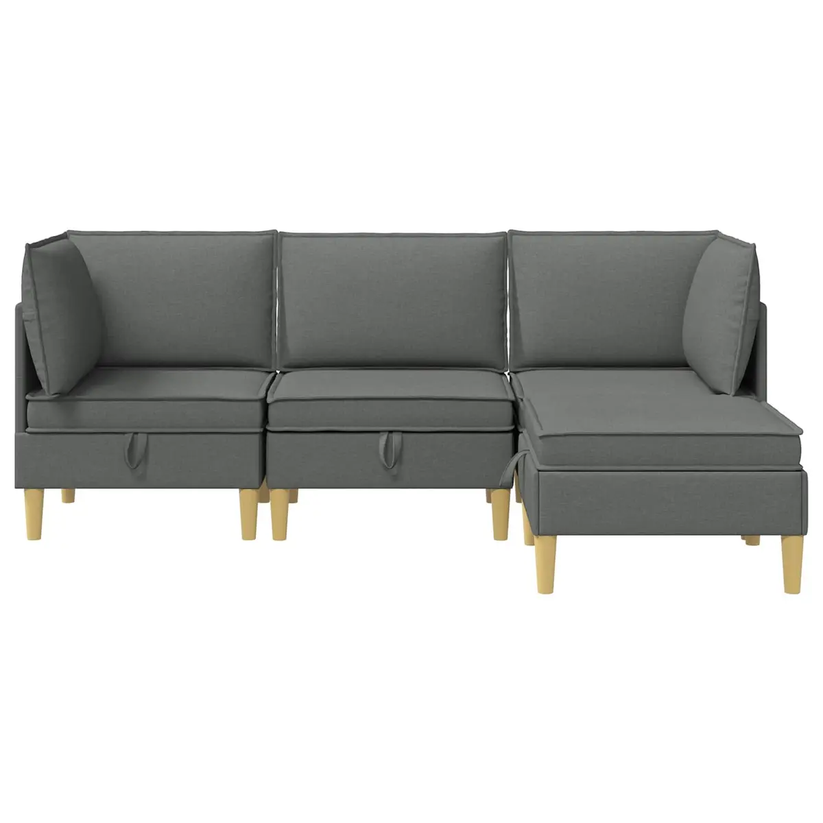 Modular Sofa Set Storage 4 Pieces Grey Fabric Living Room Sectional