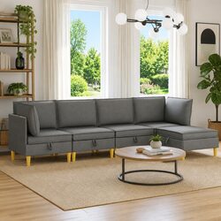 Practical Grey Modular Sofa Set: Comfort and Storage Combined