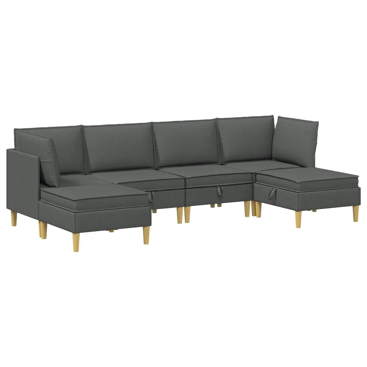 Modular Sofa Set 6 Pieces Grey Fabric Living Room Furniture