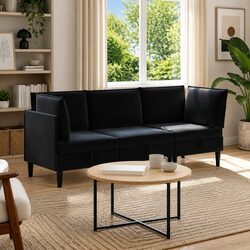 Comfortable Black Velvet Living Room Set with Storage